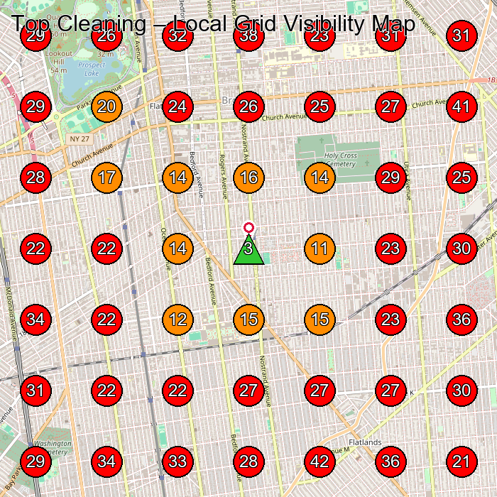 Top Cleaning GeoGrid visibility map for House Cleaning Service in Brooklyn